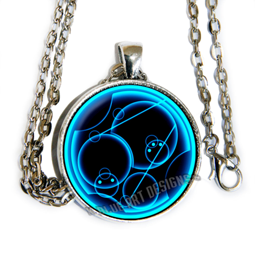 Gallifreyan language says "I love you" Doctor Who inspired - glass cab pendant necklace