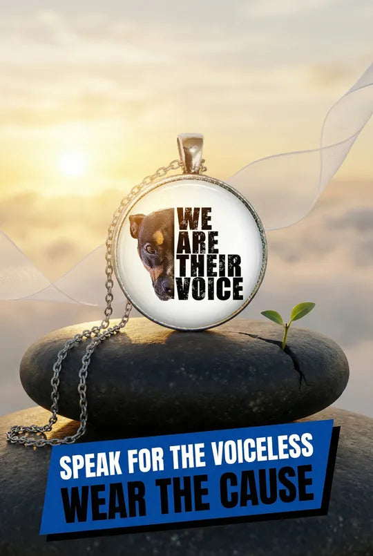 We Are Their Voice - glass cab pendant necklace