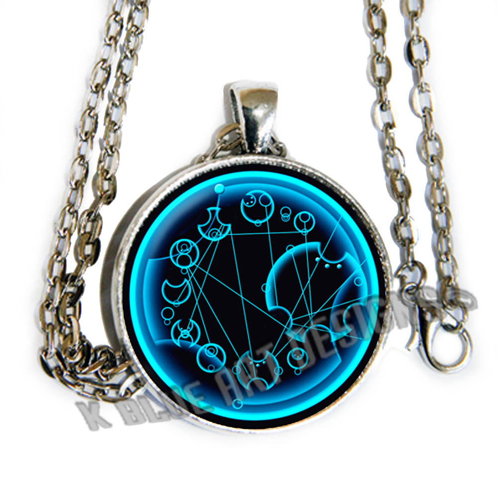 Gallifreyan quote "We're All Stories in the end, just make it a good one" Doctor Who inspired - glass cab necklace