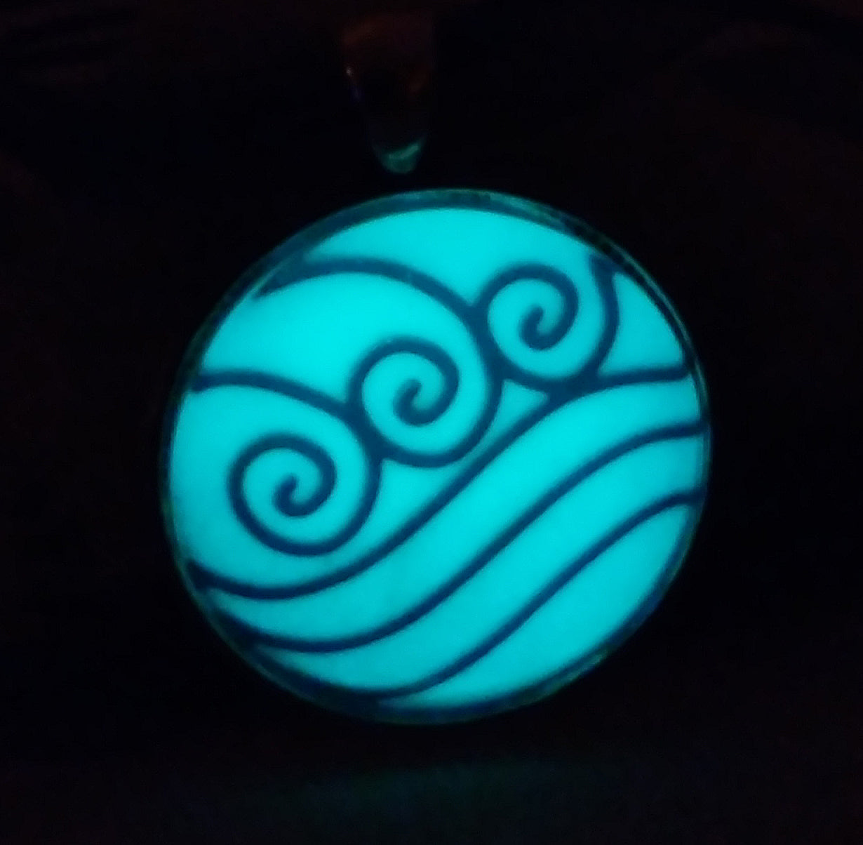 Water Element Glow in the Dark Katara glass cab pendant necklace