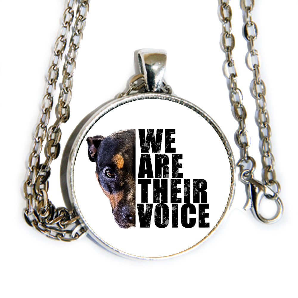 We Are Their Voice - glass cab pendant necklace