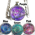Gallifreyan quote Says, " We're all stories in the end, just make it a good one." Doctor Who inspired - glass cab pendant necklace